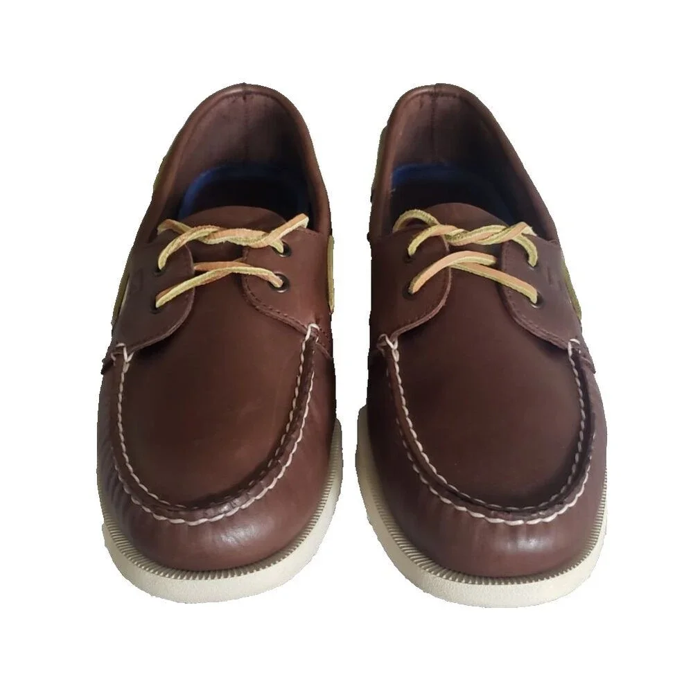 Sperry Top-Sider Men's Size 14 W Moc Authentic Boat Shoes Lace Leather Brown